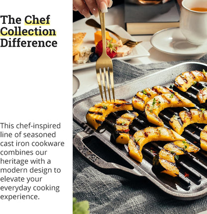 11" Cast Iron Square Grill Pan - Chef Collection - Pre-Seasoned Cast Iron Pan - Versatile Cooking - Indoor & Outdoor Use - Incredible Heat Retention6