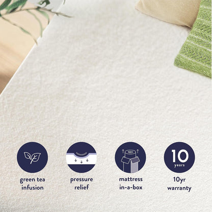 Full Mattress 6 Inch Bed-In-A-Box, Green Tea Memory Foam White4