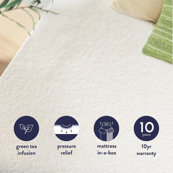 Full Mattress 6 Inch Bed-In-A-Box, Green Tea Memory Foam White4