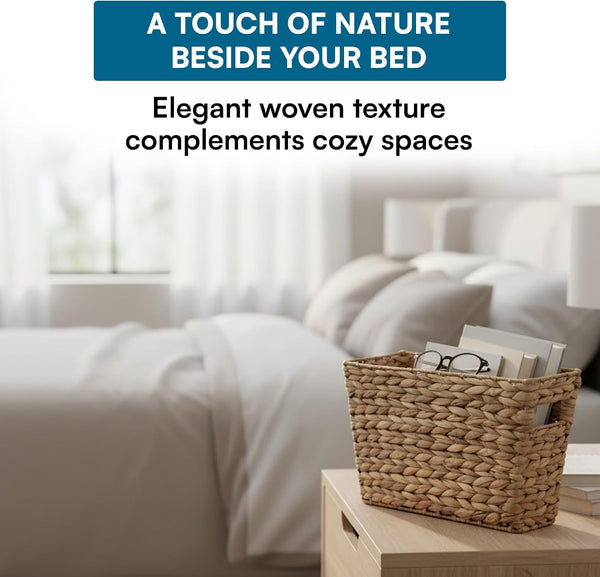 Woven Water Hyacinth Wicker Storage Basket, Magazine, Natural4