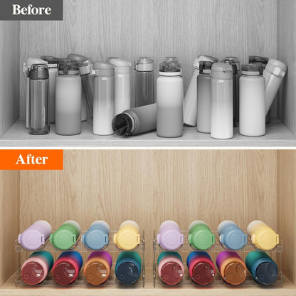 Stackable Water Bottle Organizer for Cabinet, Clear Tumbler Holder8