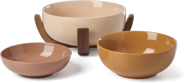 24 Seven Colors Sunbaked Porcelain Nesting Bowl Set, 4-Piece5