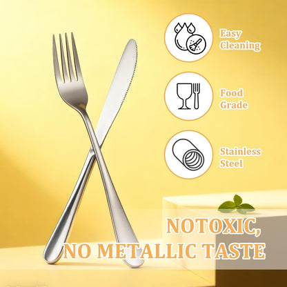 50 Pieces Stainless Steel Fork and Knife Set, 8 Inches Silverware Set with 25 Dinner Knives and 25 Dinner Forks, Dishwasher Safe Tableware Cutlery for Kitchen Restaurant Home3