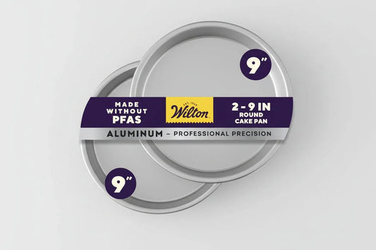 Wilton 2-piece 9-inch round aluminum cake pan set with professional precision, made without PFAS