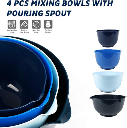 Classic Mixing Bowls Set of 4, BPA Free Plastic, Microwave Safe4