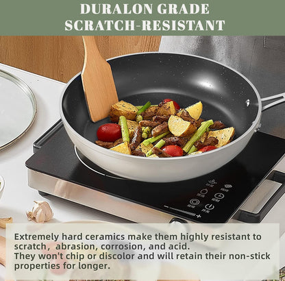 9Pc Cookware Set Healthy Duralon Blue Ceramic Nonstick Coated | Diamond Infused Scratch-Resistant, PFAS Free, Oven Safe, Induction Ready, Evenly Heats, Tempered Glass Lids, Stay-Cool Handle4