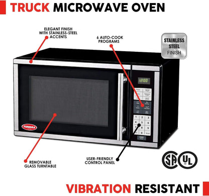TUNDRA MW Series Truck Microwave Oven - Durable 120V RV Truck Countertop Oven with 20L/0.7 Ft³ Capacity, 6 Auto-Cook Programs, Child Lock, LCD Display, Control Panel, Timer Function - MW7003