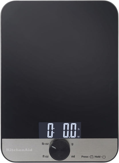 Kitchenaid KQ908 Glass Surface 11 Pound Capacity Digital Kitchen and Food Scale, Scale for Food Ounces and Grams, Dry and Liquid Ingredients, Black1