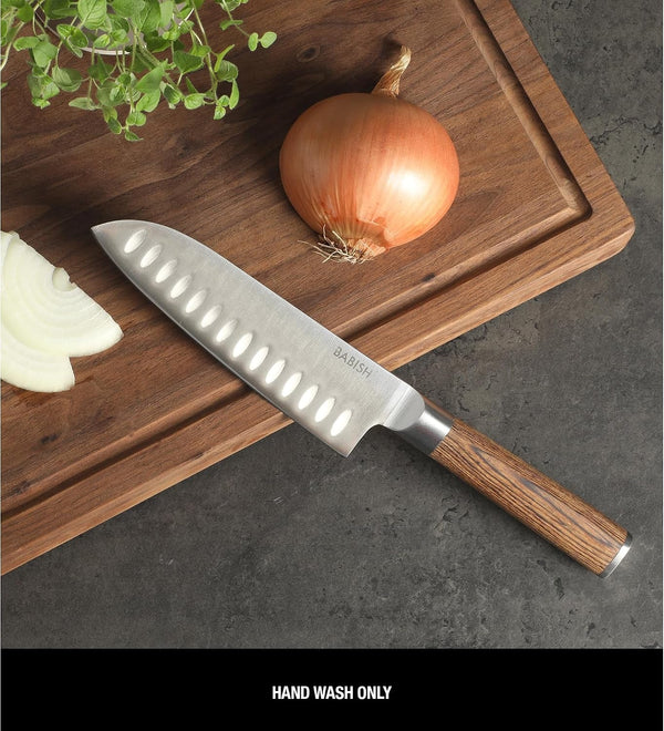 6.5-Inch Santoku Knife – High-Carbon 1.4116 German Steel Kitchen Knife with Dark Pakka Wood Handle, Full-Tang Razor Sharp Blade for Chopping, Slicing, Dicing & Precision Prep4