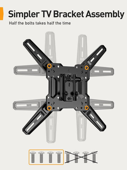 Full Motion TV Mount for 26–65 Inch Tvs up to 82 Lbs | Swivel Articulating Corner TV Wall Mount with Tool-Free, Single Stud Wall Mount TV Bracket, Max VESA 400X400Mm PGMF39