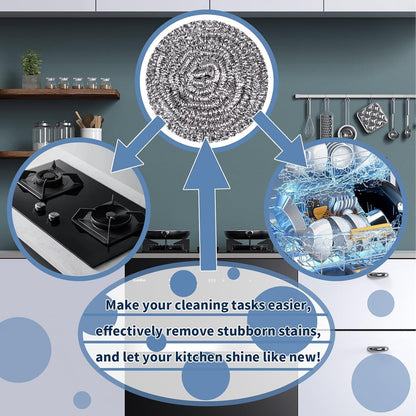 Stainless Steel Scrubber Scrubbing Scouring Pad Sponges Clean Pot Pan and Steel Wool for Kitchen Bathroom4