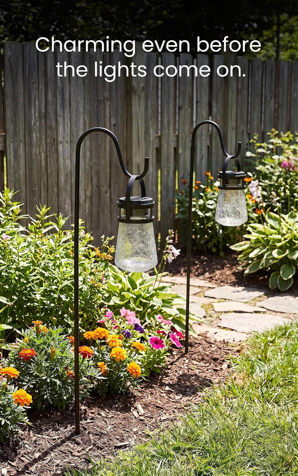2PK Solar Crackle Glass Lanterns Hanging Light2