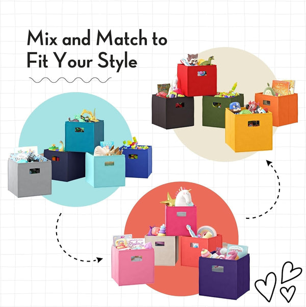 Folding Storage Bins - 2-Pack of 10In Tall Navy Cubes5