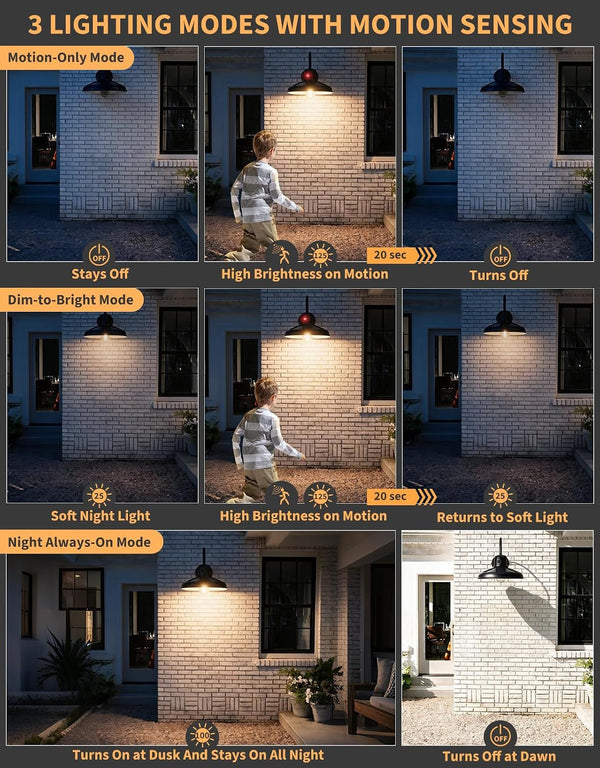 Solar Motion Sensor Barn Light, Farmhouse Outdoor Wall Sconce, 12″, 2 Pack4