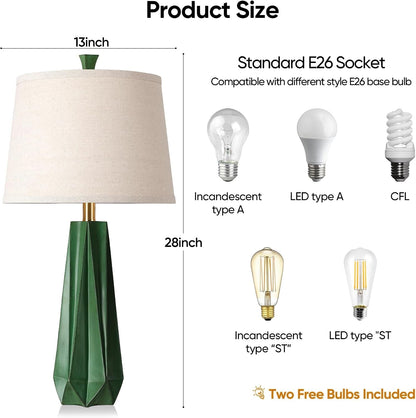 27" Resin Table Lamp Set of 2, Green Desk Lamp, beside Lamp for Decor5