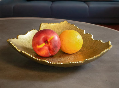 12” Decorative Antique Golden Allure Torn Metal Centerpiece Bowl with Sculpted Edges3