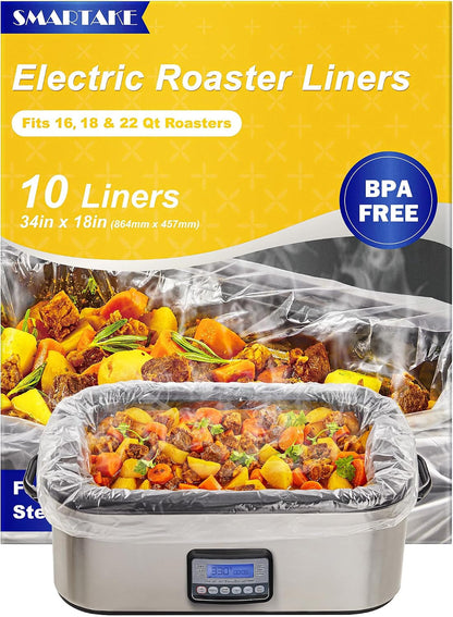 Electric Roaster Liners for Instant Cleanup, 18 X 34 Inch | 10-Count Disposable Turkey Oven Cooking Bags, Bpa-Free, Fits 16, 18, 22 Quart Roaster Pans, for Thanksgiving Christmas1