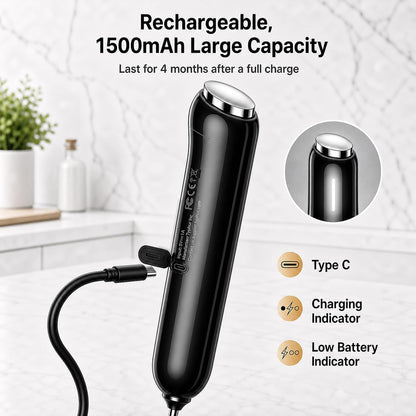 Instawhisk Upgraded Milk Frother with Variable Speed - Rechargeable Handheld Coffee Frother Wand with Detachable Whisks, Electric Drink Mixer for Latte, Cappuccino, Matcha, Almond Milk, Protein, Black3
