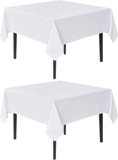 White Square Tablecloths 54X54 Inch Table Cloth, 2 Pack | for Square or round Tables, Washable Polyester Fabric Cover for Dinner, Holiday Party, Decorative Display Tables1