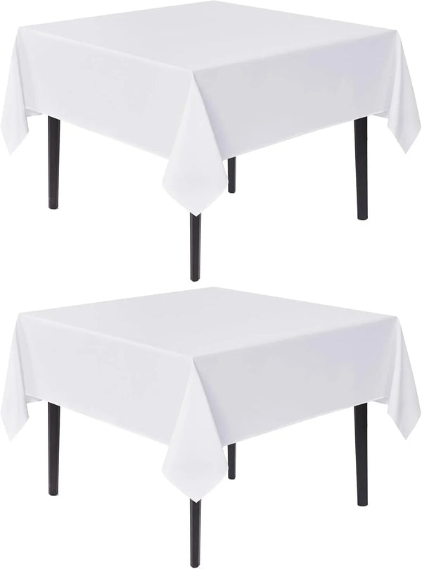 White Square Tablecloths 54X54 Inch Table Cloth, 2 Pack | for Square or round Tables, Washable Polyester Fabric Cover for Dinner, Holiday Party, Decorative Display Tables1