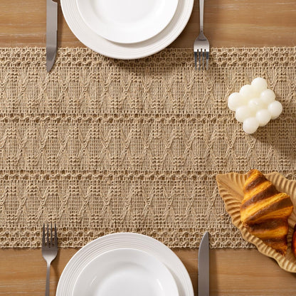 Boho Table Runner Fall Farmhouse Rustic Dining Dresser Scarf Home Decor5