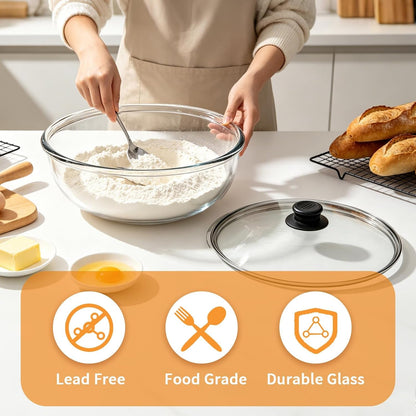 6 Qt Large Glass Mixing Bowl with Glass Lid, Clear Glass Bowl for Sourdough Salad Bowls with Lid & Handle,Thickened Glass Big Mixing Bowls Cooking Bowl for Food Prep, Kitchen,Dinner4
