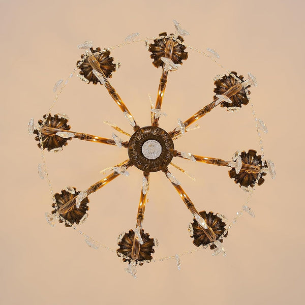 Vintage 8 Arms Crystal Chandelier Candle Light Fixture for Dining Room Living Room Bedroom Hallway Entryway Antique Gold Finish (27"-8 Lights)7