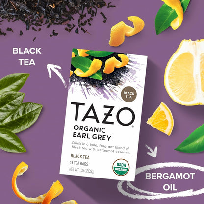 TAZO Organic Earl Grey Tea Bags, Black Tea with Caffeine, 16 Total Tea Bags | Organic Black Tea Bags with Bergamot Flavor, High Caffeine Premium Tea for Morning and Afternoon Pick-Me-Up, Non-Gmo3