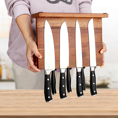 Magnetic Knife Block Double Sided Magnetic Knife Holder Rack with Strong Enhanced Magnets Acacia Wood Magnetic Knife Storage Stand4