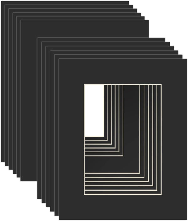 8X10 Black Picture Mats with White Core Bevel Cut Frame Mattes for 5X7 Pictures - Pack of 121