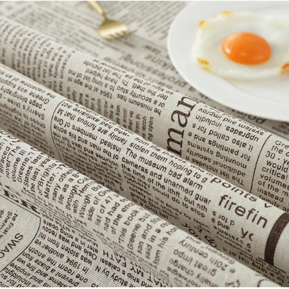 Newspaper Tablecloth with 55 X 86.6 Inch, Cotton Linen Newspaper Printed Tablecover, Rectangle Washable Morden Style Newspaper Table Cover for Dinner, Party, Picnic, Home Decor-Coffee4