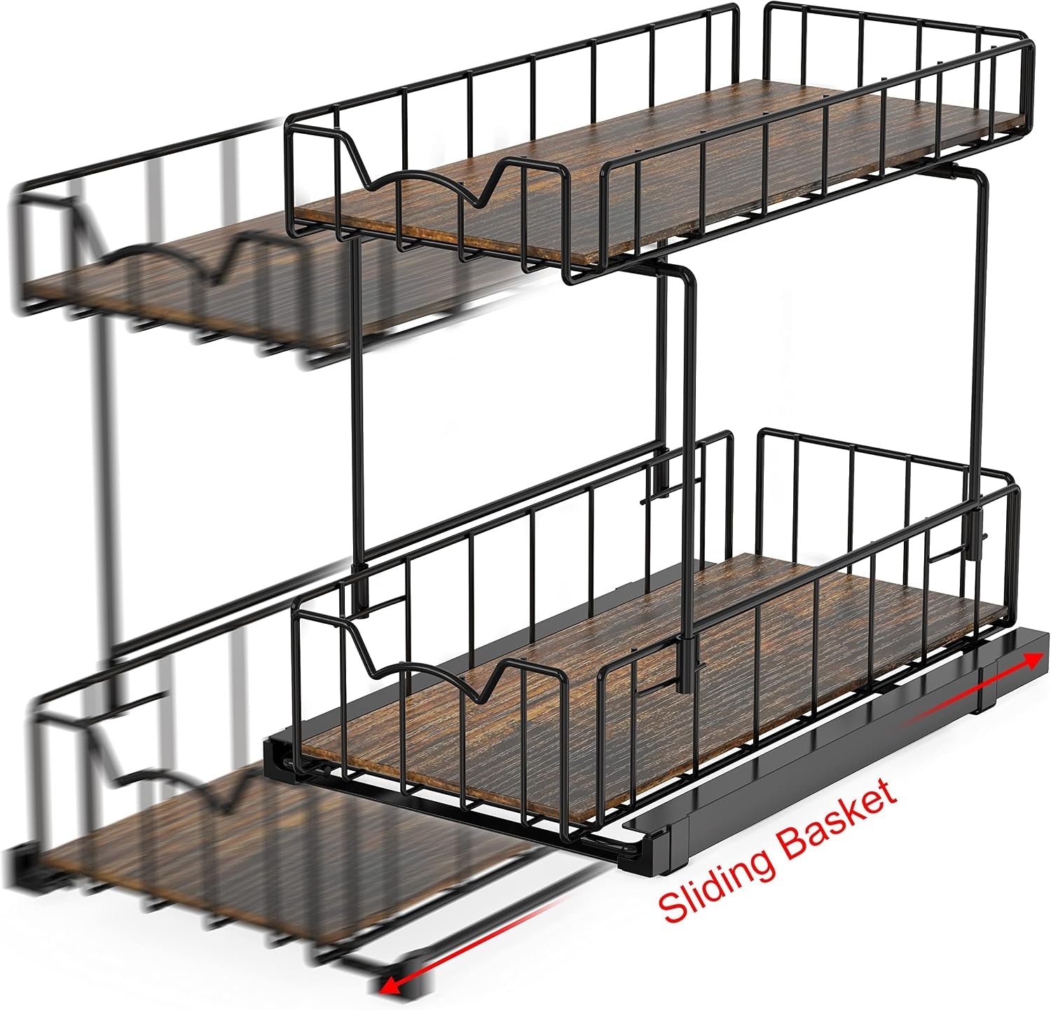 2-tier-spice-rack-slide-out-wire-basket-drawer-black