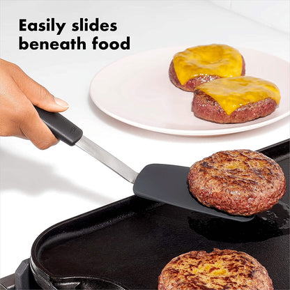 OXO Good Grips Small Silicone Flexible Turner - Black | Spatula, Heat Resistant and Flexible Head, Non-Stick Safe, Ideal for Flipping Burgers or Eggs, Dishwasher Safe5