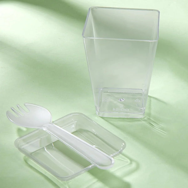 300 Pack 100 Set Clear Dessert Cups with Lids and Spoons, 5.4Oz Mini Dessert Cups Reusable Square Parfait Cup for Party Appertizer, Christmas6