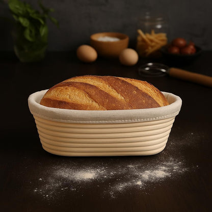 " Premium round Bread Banneton Basket with Liner - Perfect Brotform Proofing Basket for Making Beautiful Bread (10"" Oval (2X Count))"4