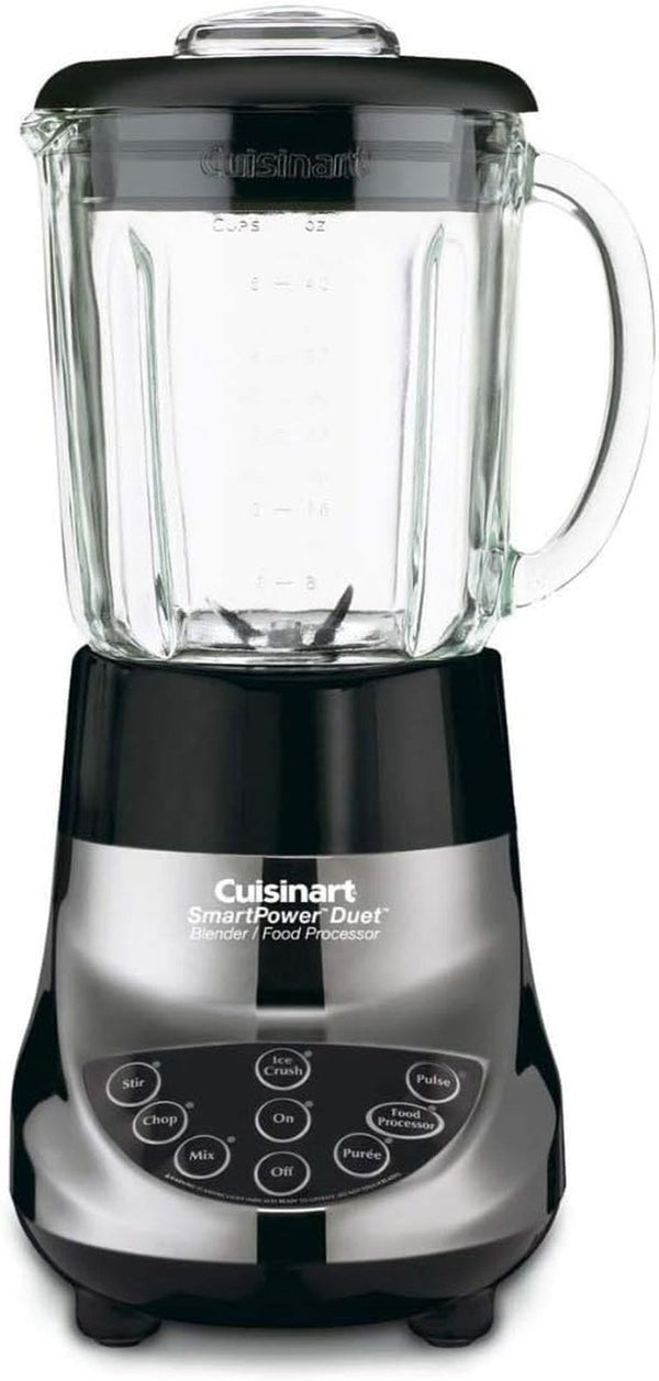 BFP-703BCP1 Smart Power Duet Blender & Food Processor, 500-Watt Motor, 48-Oz Glass Jar, 3-Cup Processor, 7-Speed Ice Crush, Stainless Steel Blades, Brushed Chrome, Bpa-Free, 120V1