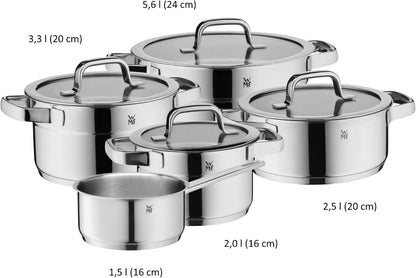 Compact Cuisine 5-Piece Induction Saucepan Set with Glass Lid, Polished Cromargan Stainless Steel, Induction Pots Set, Uncoated, Inner Scale3