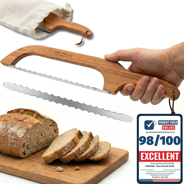 16" Premium Bread Slicer for Homemade Bread Knife for Homemade Bread Bow Sourdough Knife Starter Kit Bread Dough Tools Slicing Bagel Slicer Wooden Sandwich Cutter Handle Saw Breadly Razor Both Hand1