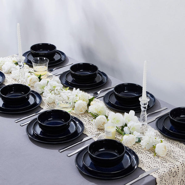 16 Piece Dishes Dinnerware Set with Pasta Bowls for 4, Midnight Blue5