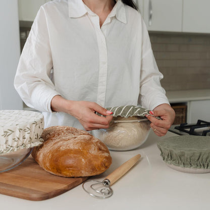 Beautiful Linen Cotton Blend Bowl Covers Set of 3 for Bread Proofing | Durable Linen Cotton Blend Fabric Covers in Varying Sizes Fit Your Bowls 7" to 13", Ideal Sourdough Bread Baking Accessories8
