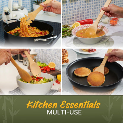 Bamboo Cooking Utensils Set 7 Pcs with Holder, Wooden Spoons for Nonstick3