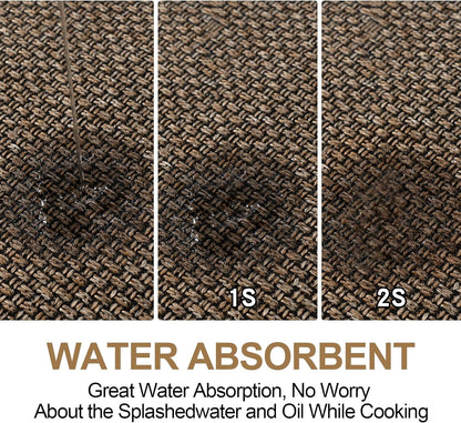 Kitchen Mat Set of 2 PCS, Cushioned Non Slip Rugs for Kitchen Floor, Absorbent Runner Comfort Standing Mats Washable for Kitchen, Office, Home (Brown, 17.3"X47"+17.3"X30")7