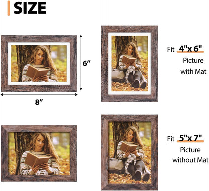 5X7 Picture Frames Set of 5 with Tempered Glass, MDF, Rustic Brown3