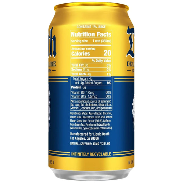 Iced Tea - Dead Billionaire (Black Tea/Lemonade), Less Sugar*, Boost of Caffeine, B Vitamins, No Artificial Sweeteners, 12 Fl Oz (Pack of 12)2