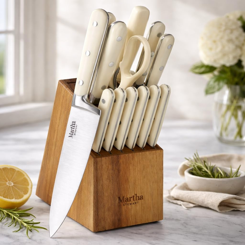 eastwalk-14-piece-high-carbon-stainless-steel-cutlery-kitchen-knife-block-set-w-abs-triple-riveted-forged-handle-acacia-wood-block-linen-white