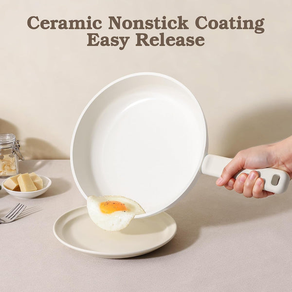 Ceramic Pots and Pans Set Nonstick, 20Pcs Cookware Set, White | Non Stick Ceramic Coating, Non-Toxic Healthy Kitchen Cooking Set, Induction Compatible, Dishwasher Safe, PFAS/PTFE/PFOA Free3