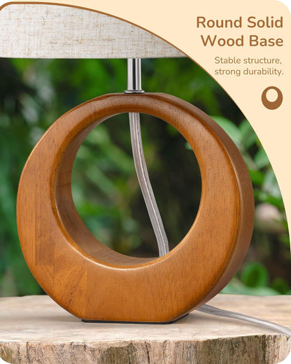 Small Wood Table Lamp, Nightstand Lamp, On-Off Switch, Living Room2