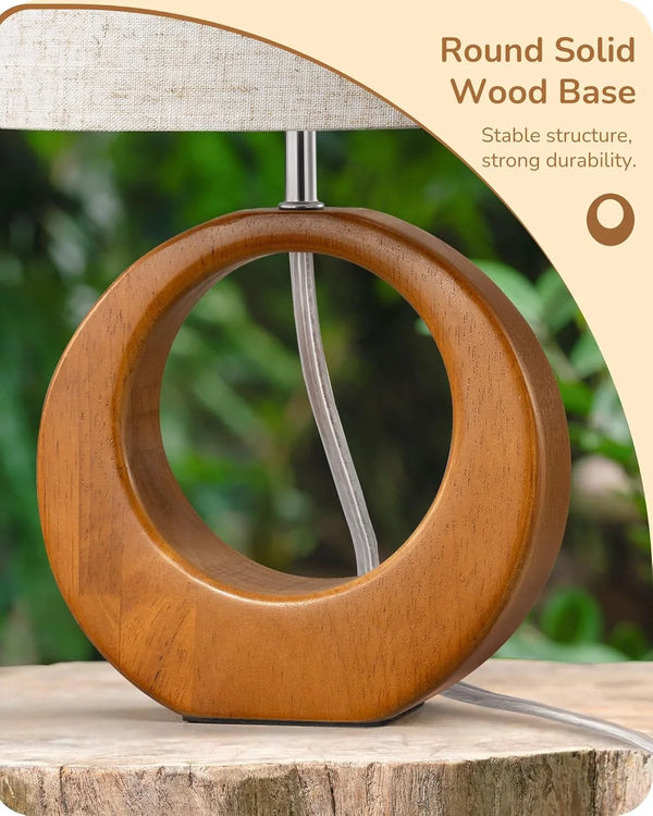 Small Wood Table Lamp, Nightstand Lamp, On-Off Switch, Living Room2