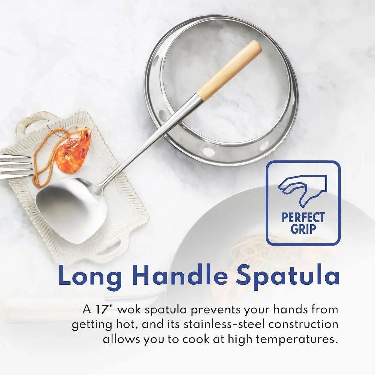 carbon-steel-wok-set-14-round-bottom-hand-hammered-with-wood-and-steel-helper-handle-includes-rack-ring-and-spatula-hand-wash-recommended