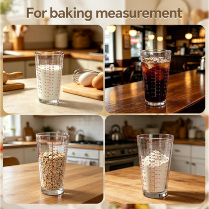 12OZ Heavyweight Glass Measuring Cup Graduated Pint Glass Cup with 5 Scales Liquid and Dry Measuring Cup for Baking3